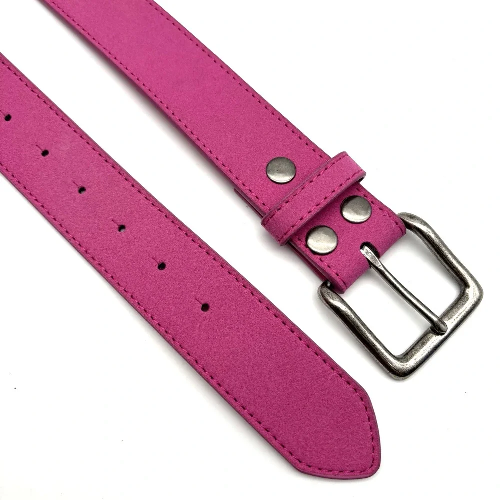 Vintage Y2K Belts.com BS066 Hot Pink Genuine Suede Leather Belt 30 27-33